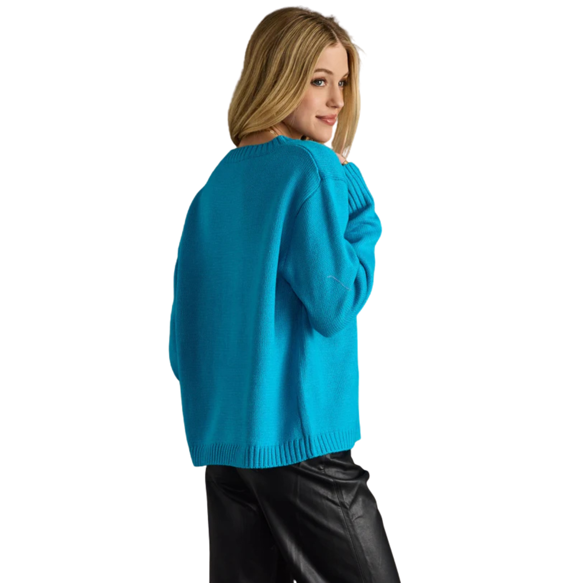 Ski Sweater in Blue & Pink-Fairley Fancy