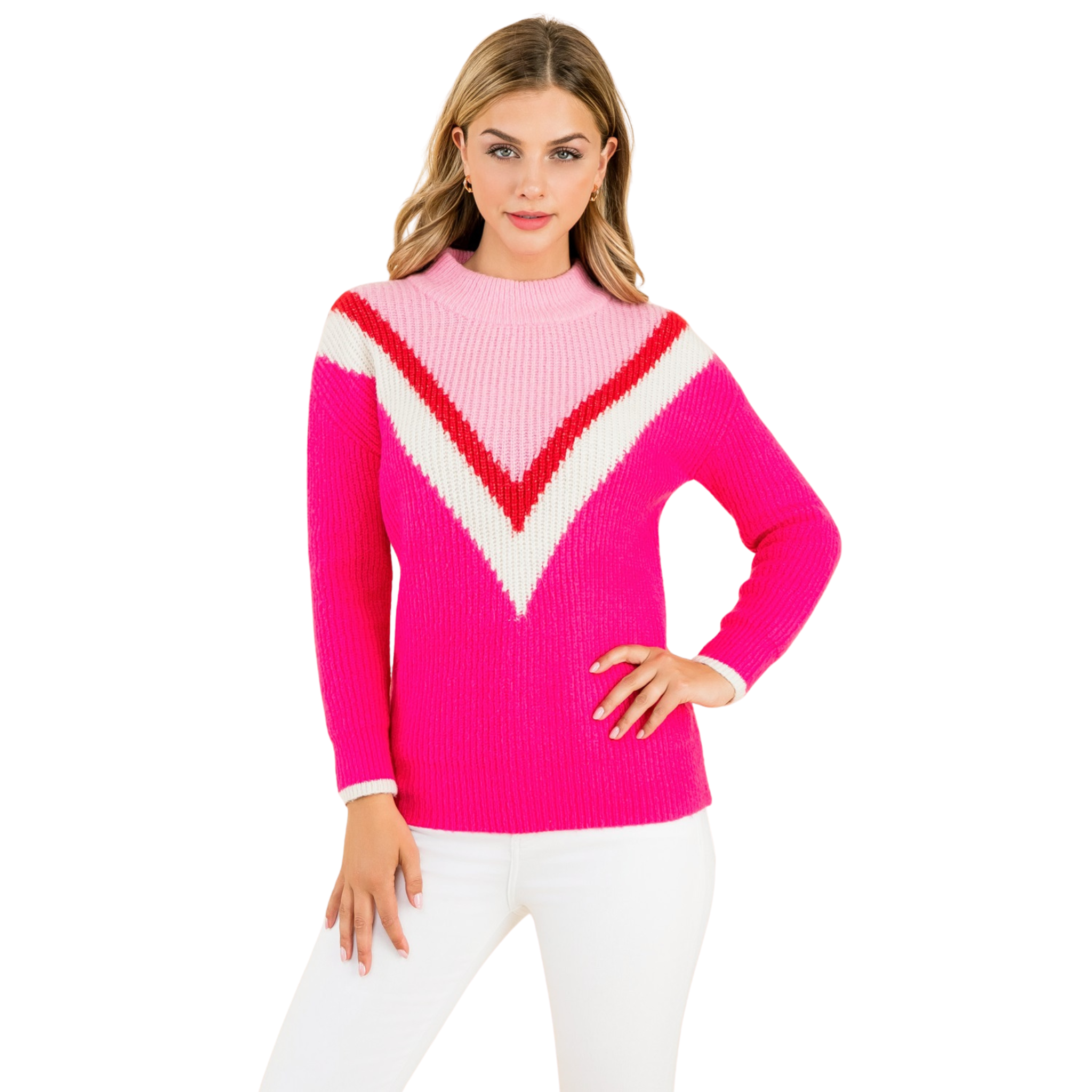 Sweet Stripe V Sweater-Fairley Fancy