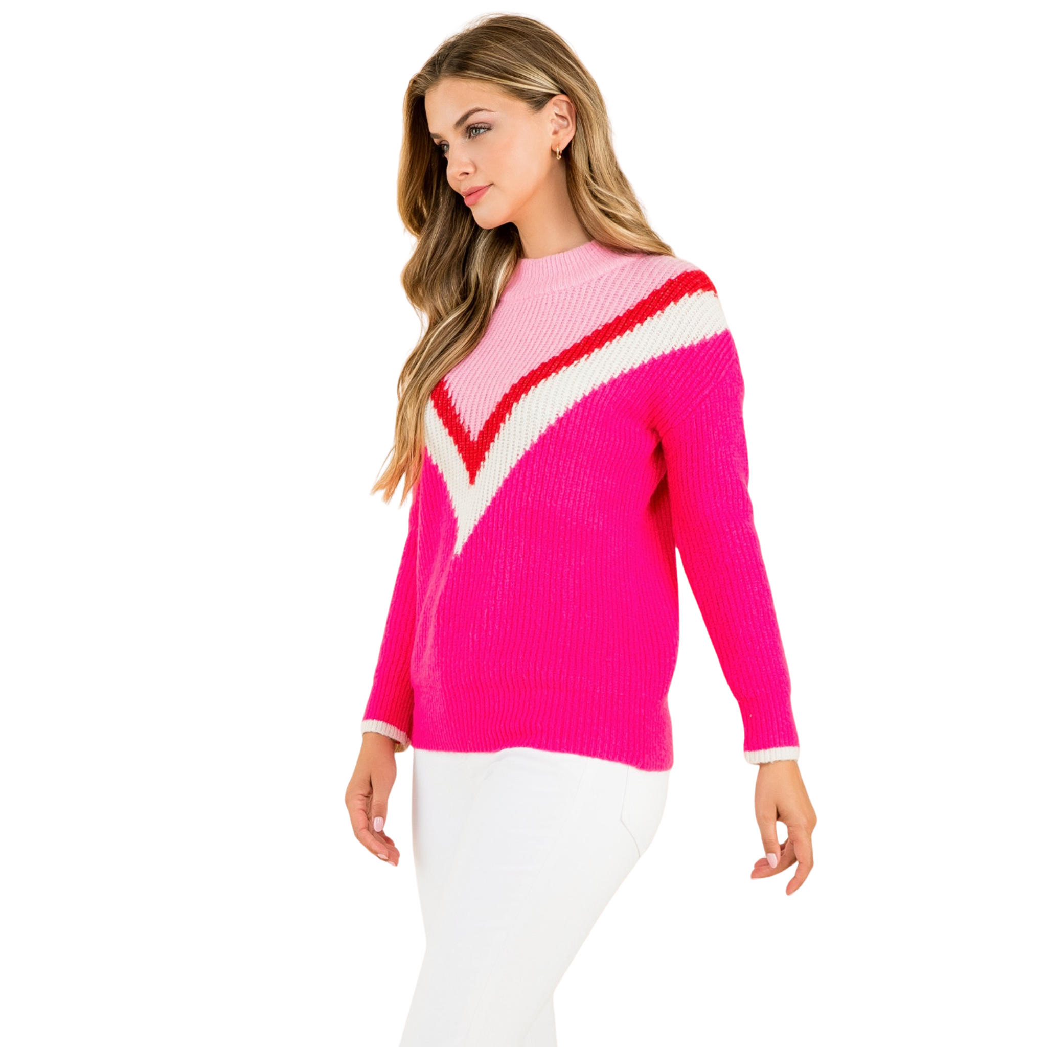 Sweet Stripe V Sweater-Fairley Fancy