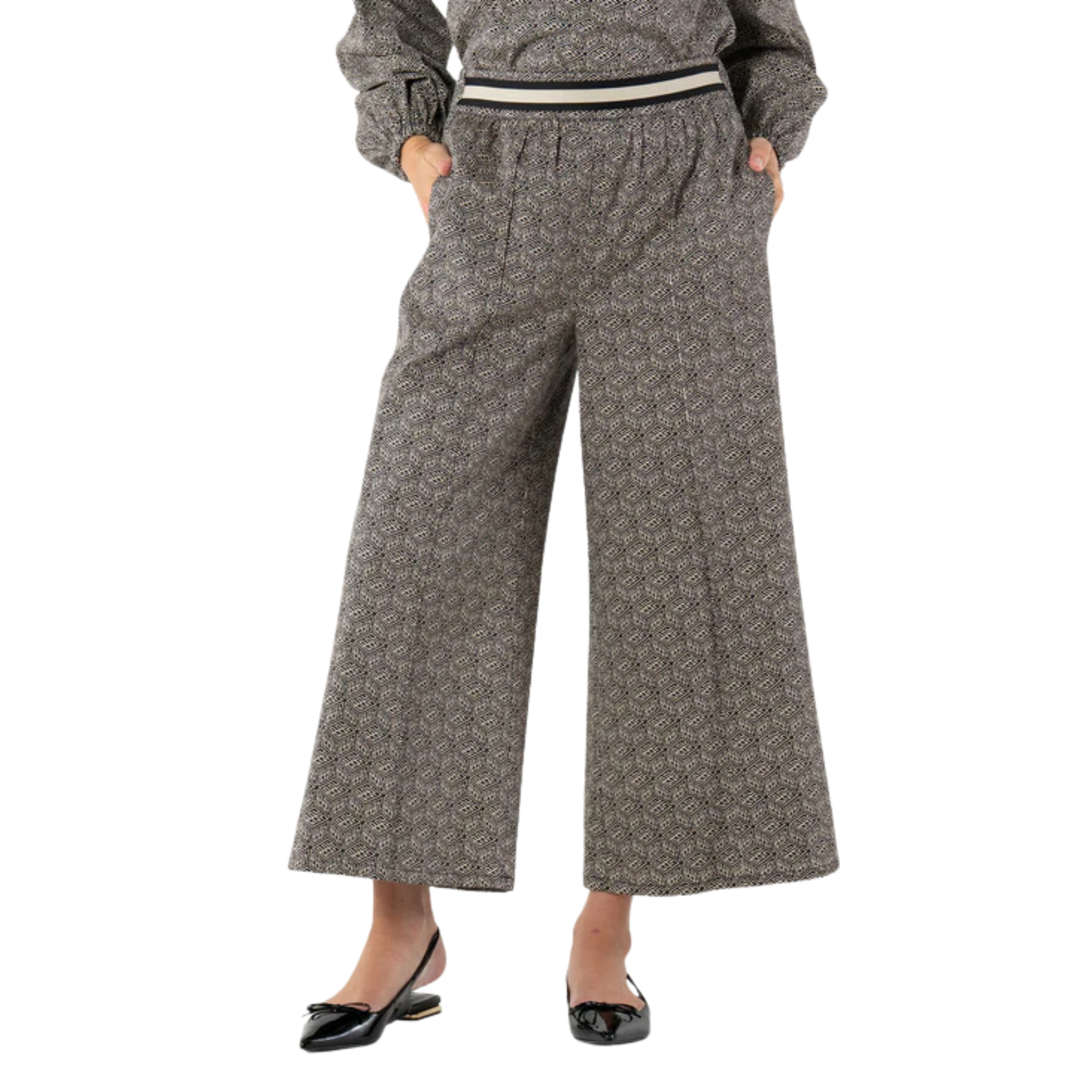 Teddy Crop Trouser in Black Tonal Monogram - Fairley Fancy