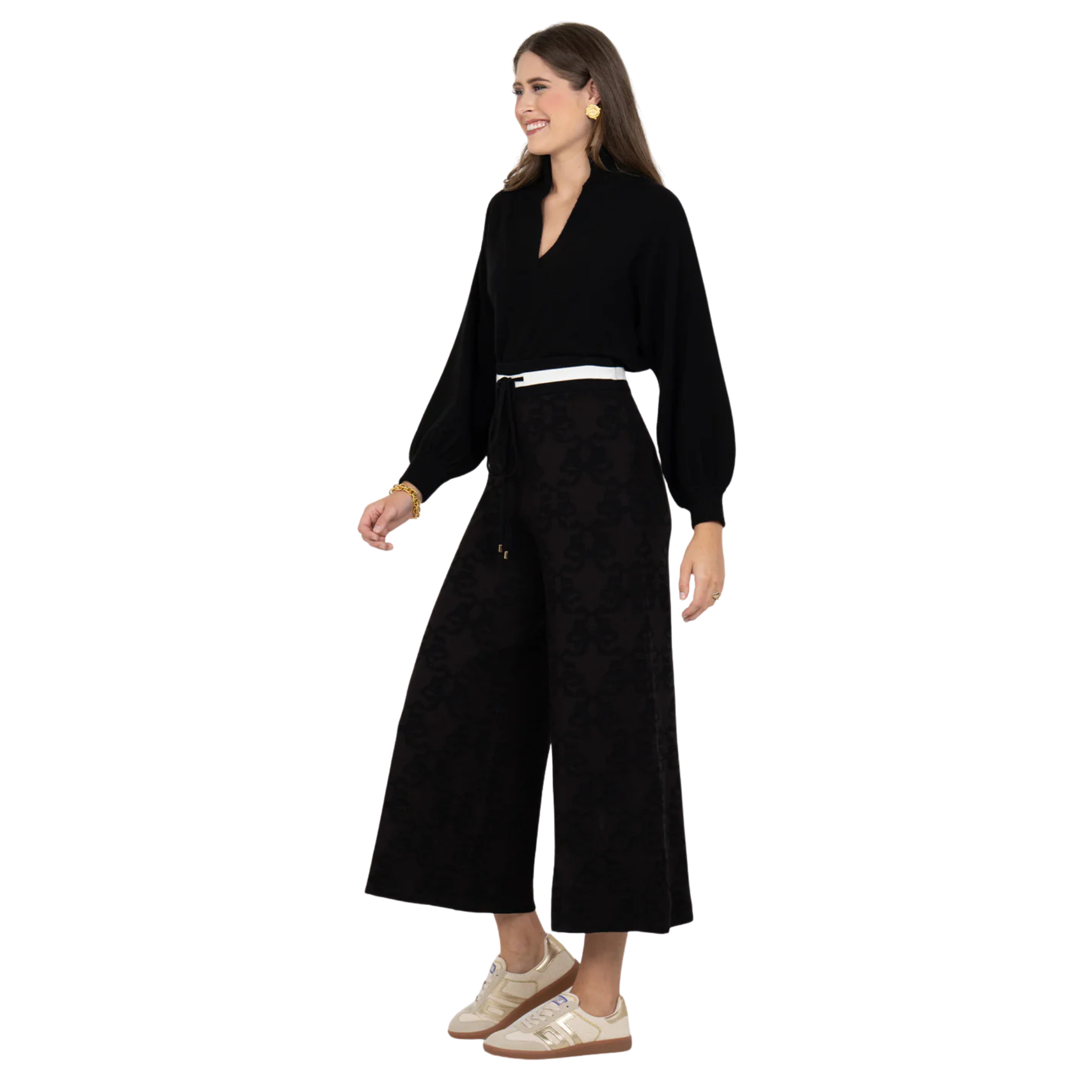 Teddy Crop Trouser in Bow Lattice-Fairley Fancy