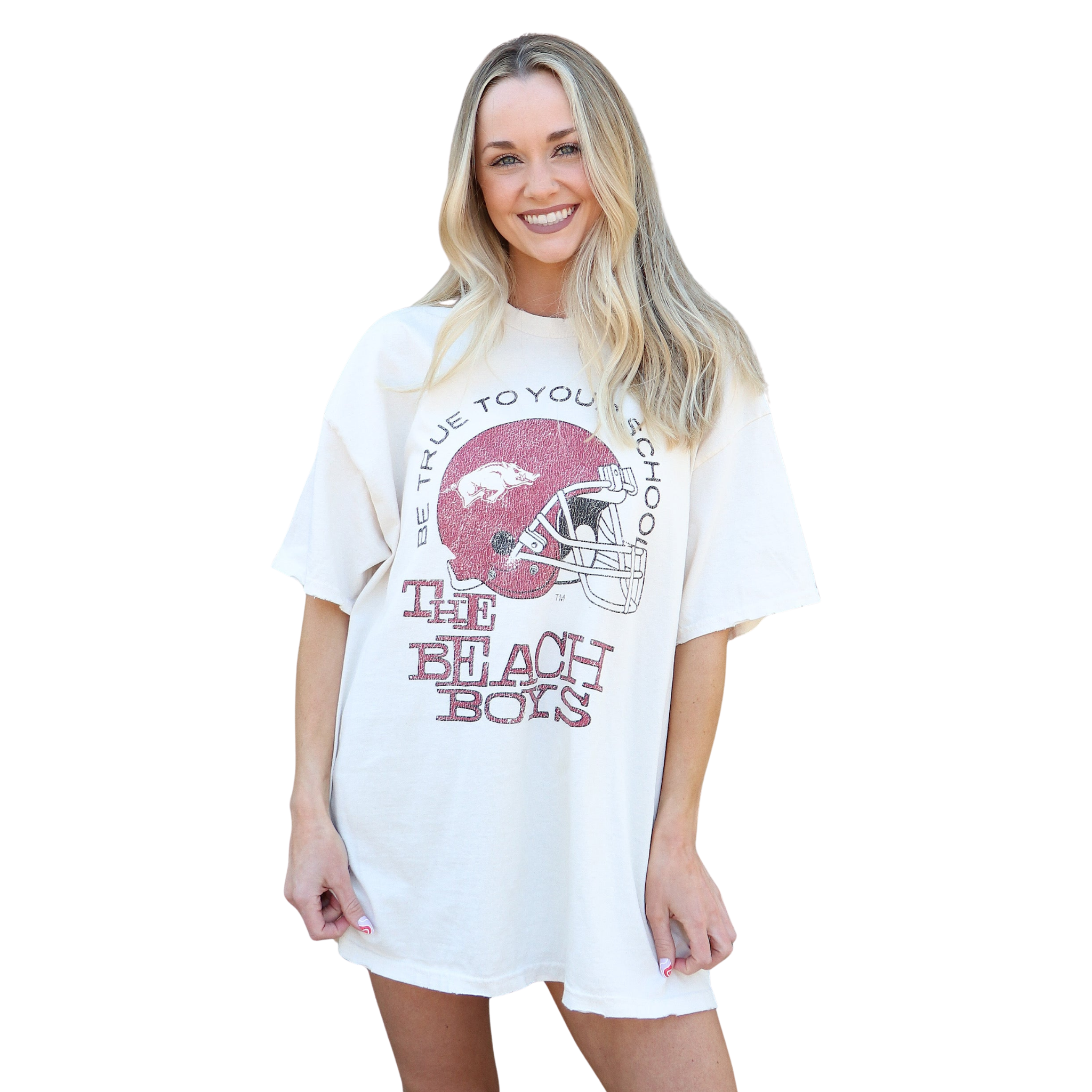 The Beach Boys Razorbacks True To Your School Off White Thrifted Tee-Fairley Fancy