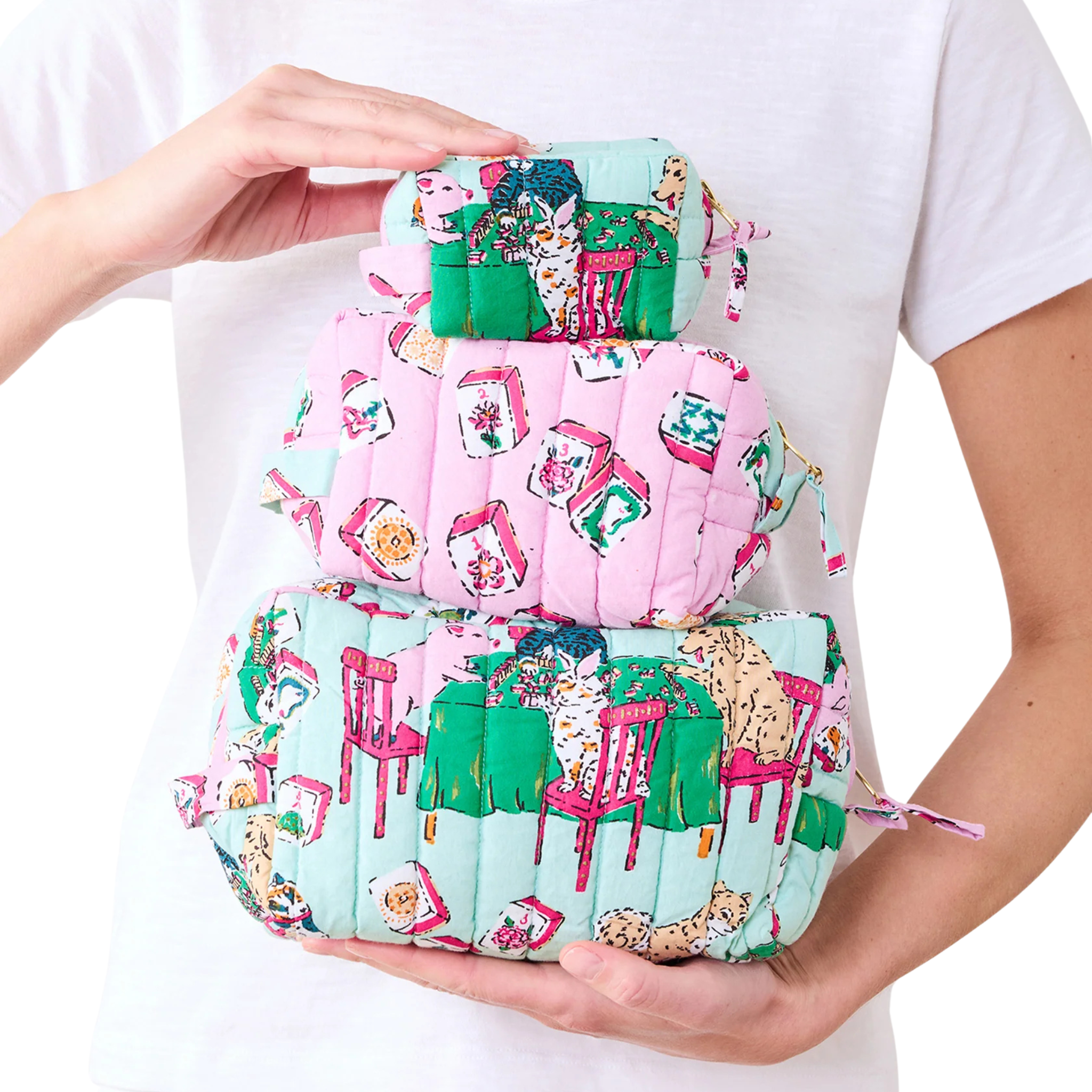 Three’s Best Pouch Set in Mah Jongg Menagerie-Fairley Fancy