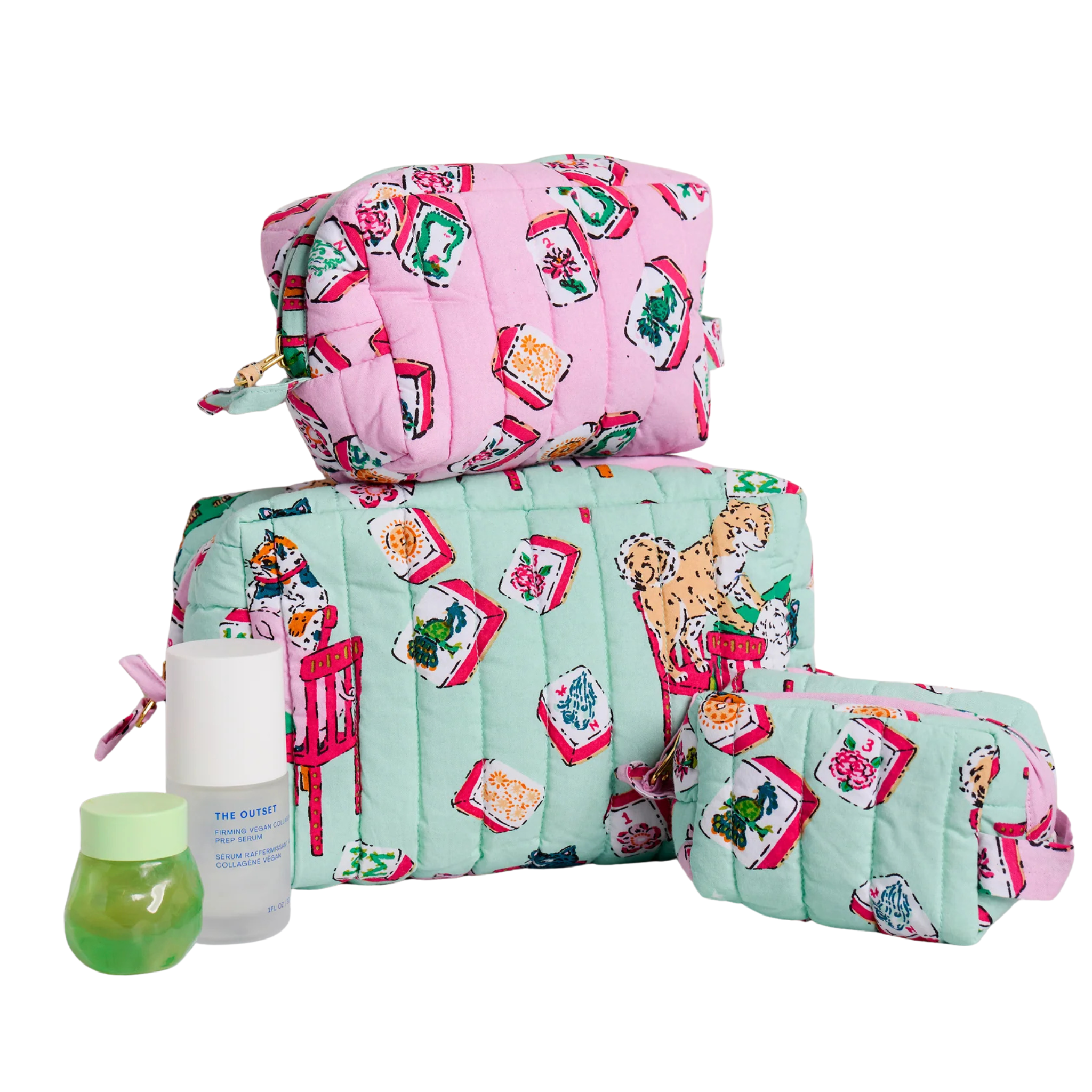Three’s Best Pouch Set in Mah Jongg Menagerie-Fairley Fancy