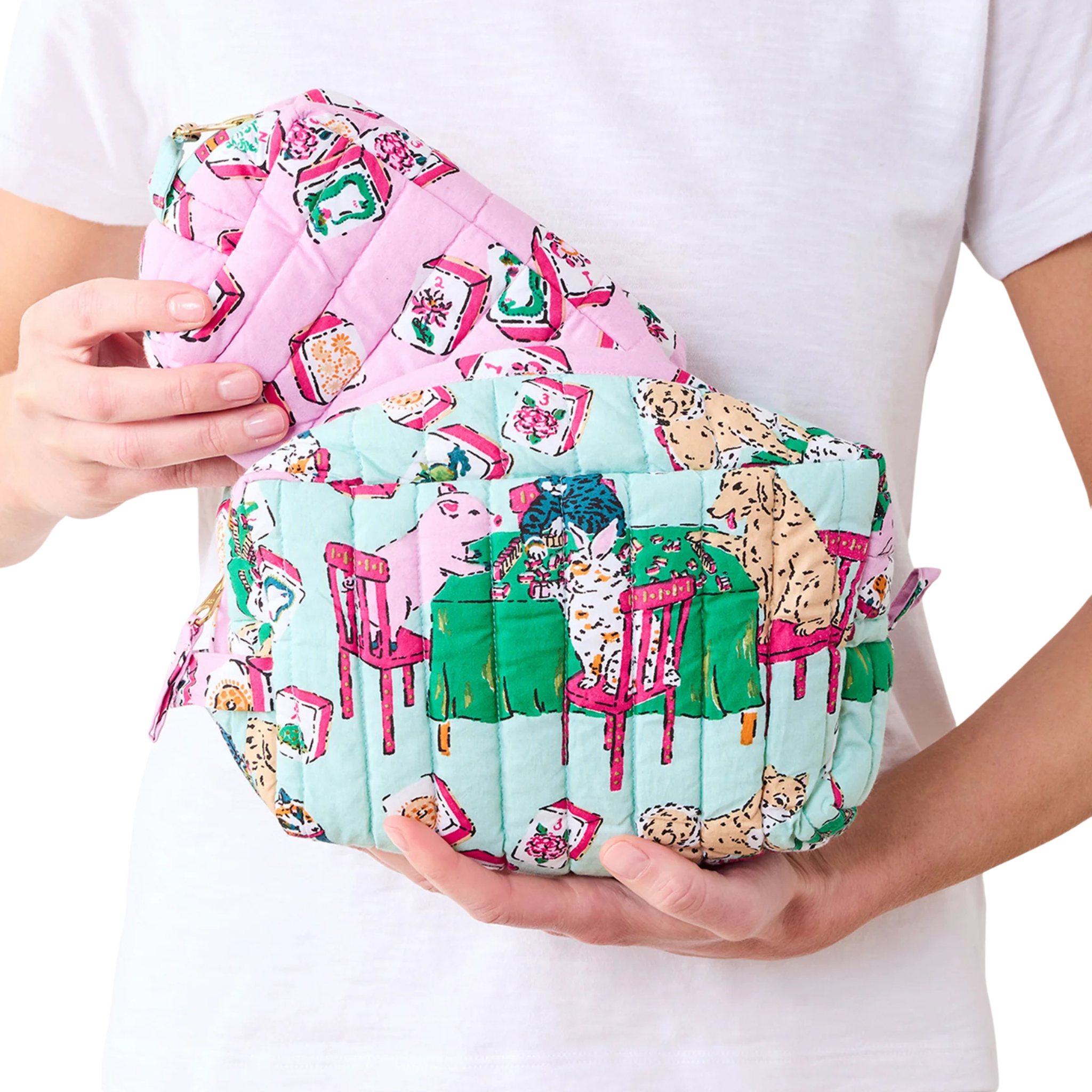 Three’s Best Pouch Set in Mah Jongg Menagerie-Fairley Fancy