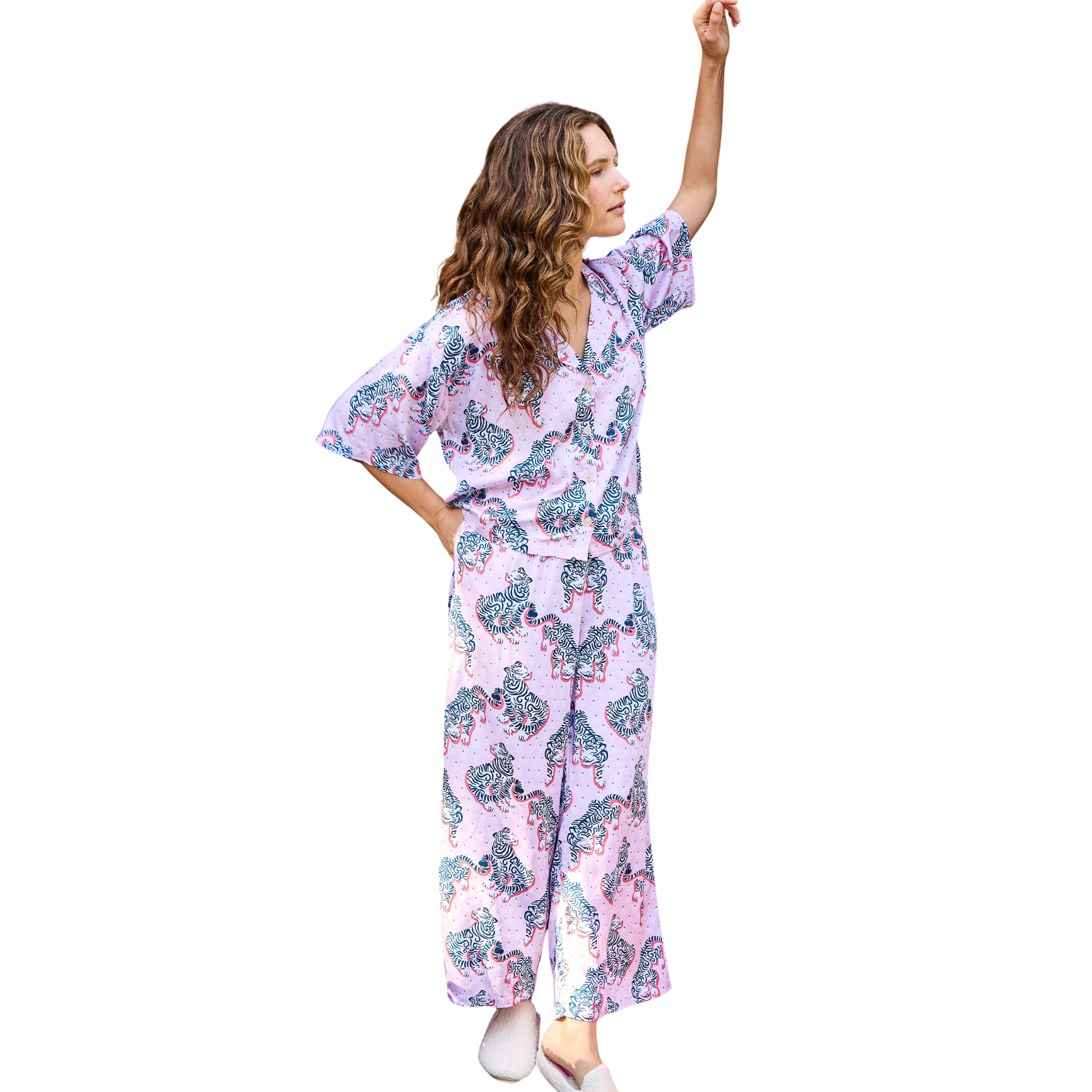 Eco Satin Wildest Dreams Set in Tiger Queen Front Model View