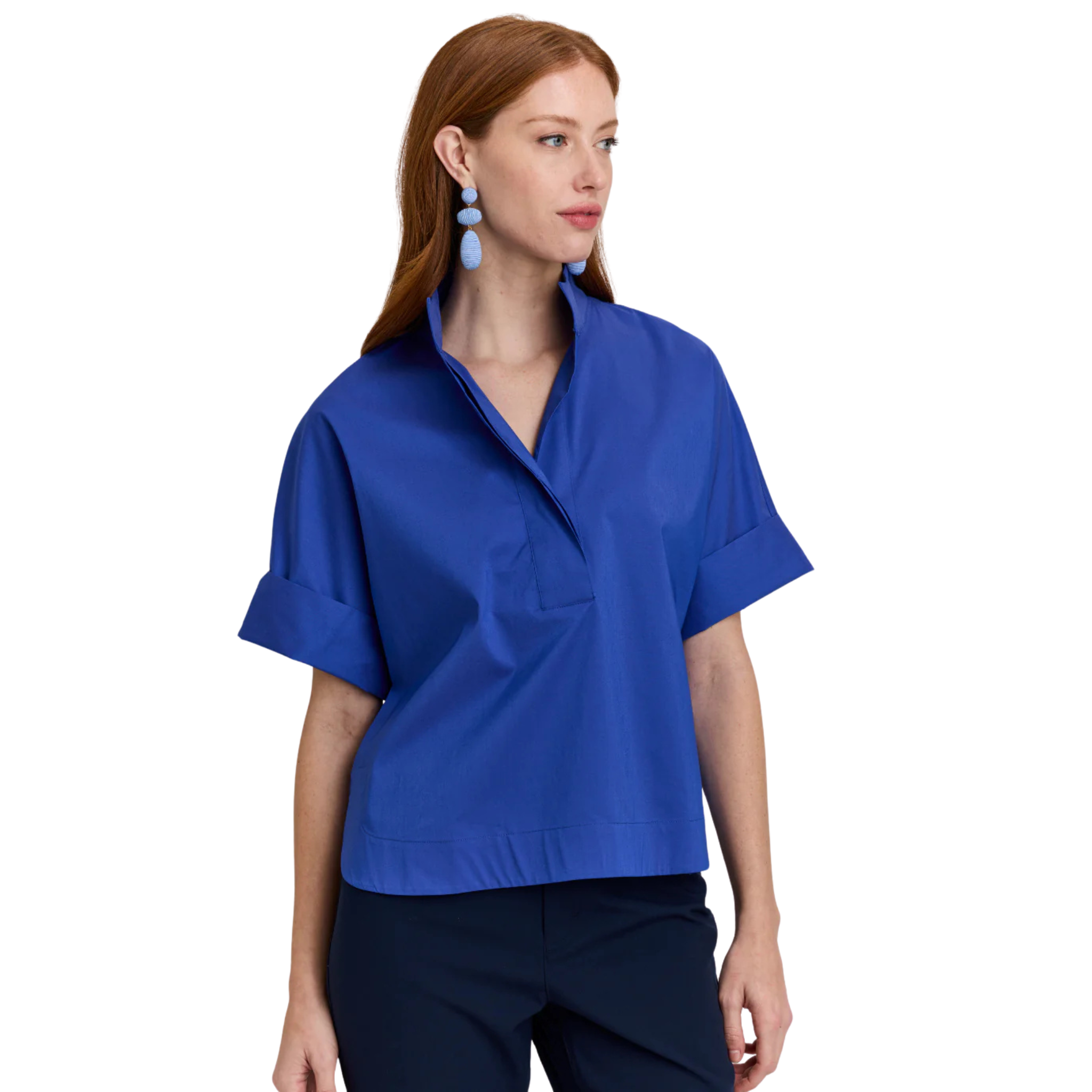 Cara Shirt in Lapis Blue Front View