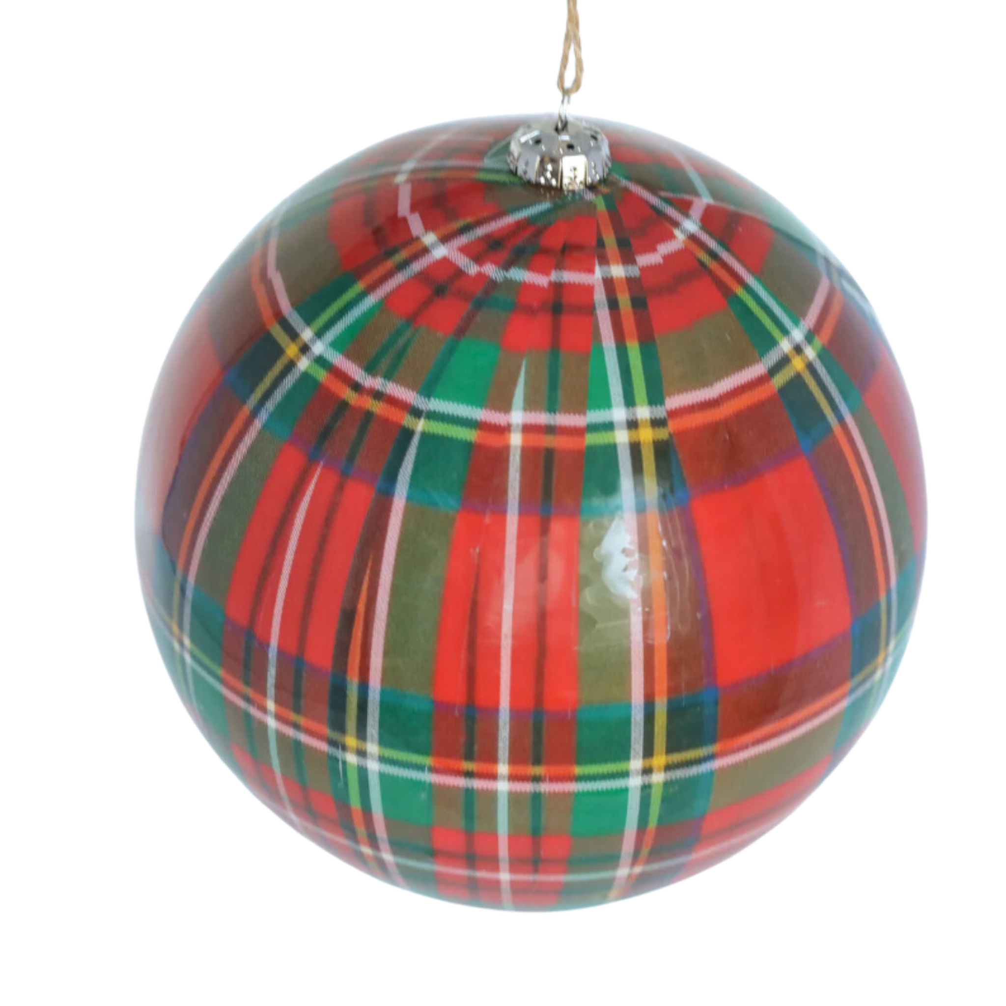 Christmas Plaid Ball Ornament in Red & Green - Fairley Fancy
