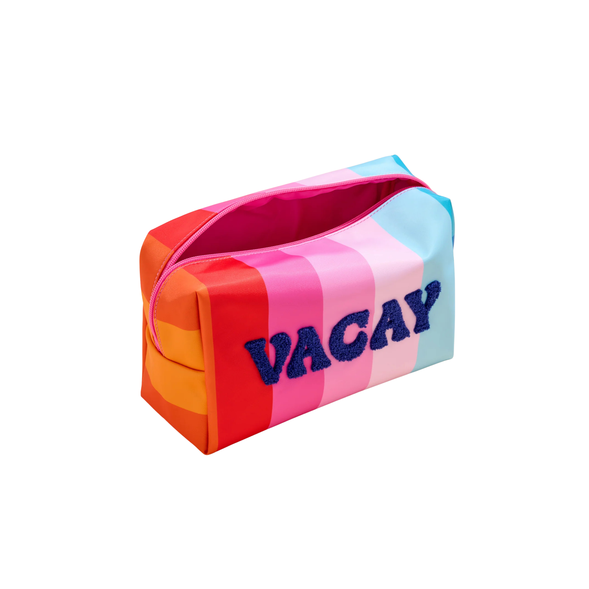 "Vacay" Large Zip Pouch in Multi Front Open View