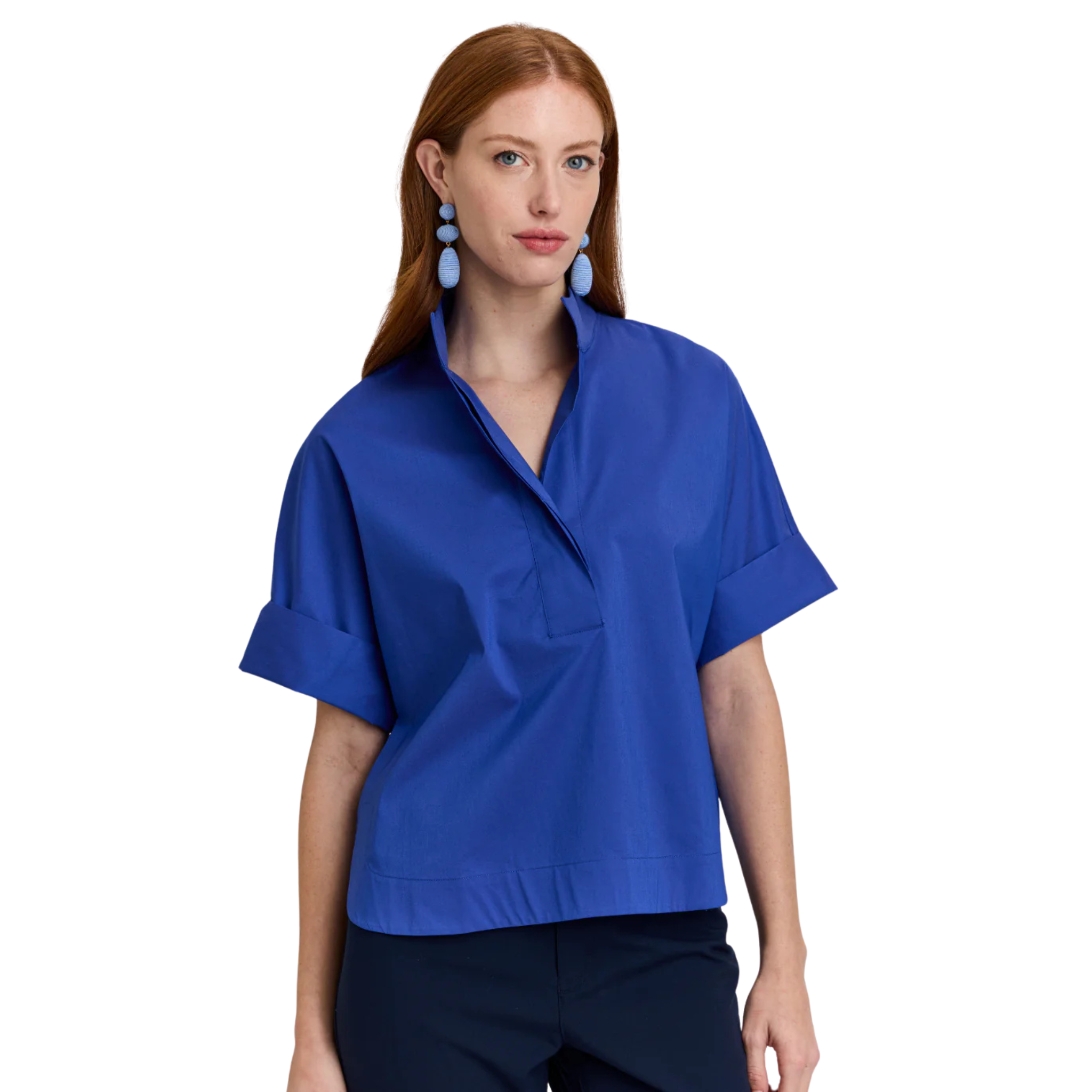 Cara Shirt in Lapis Blue Front View
