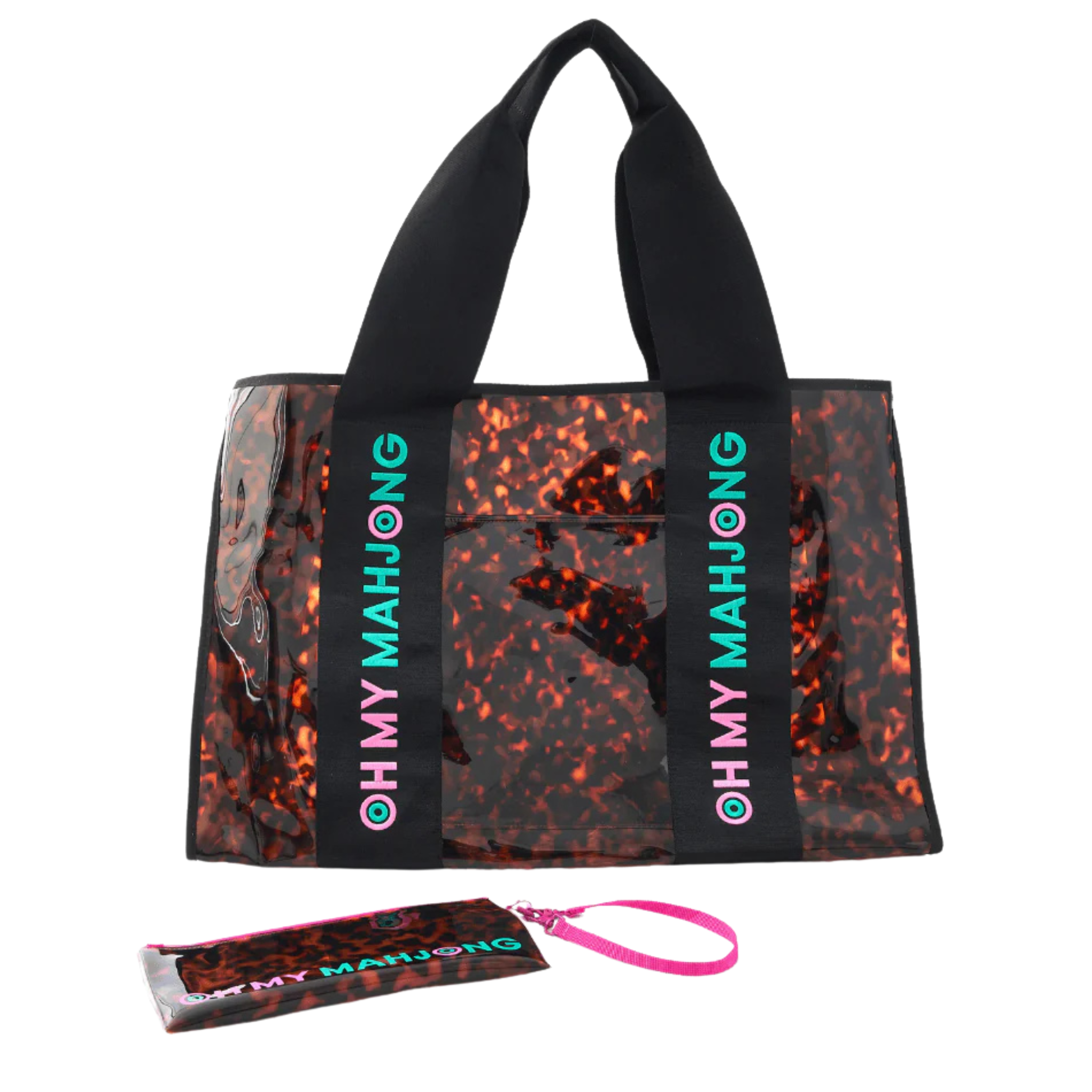 Tortoise Beach Bag Front View with Pouch