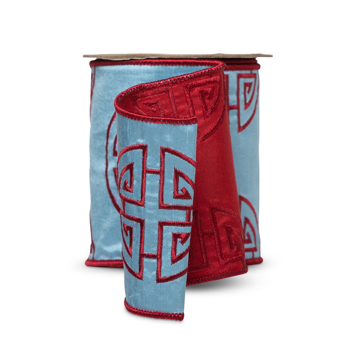 Chinoiserie Red-Pale Blue Posperity Ribbon - Fairley Fancy