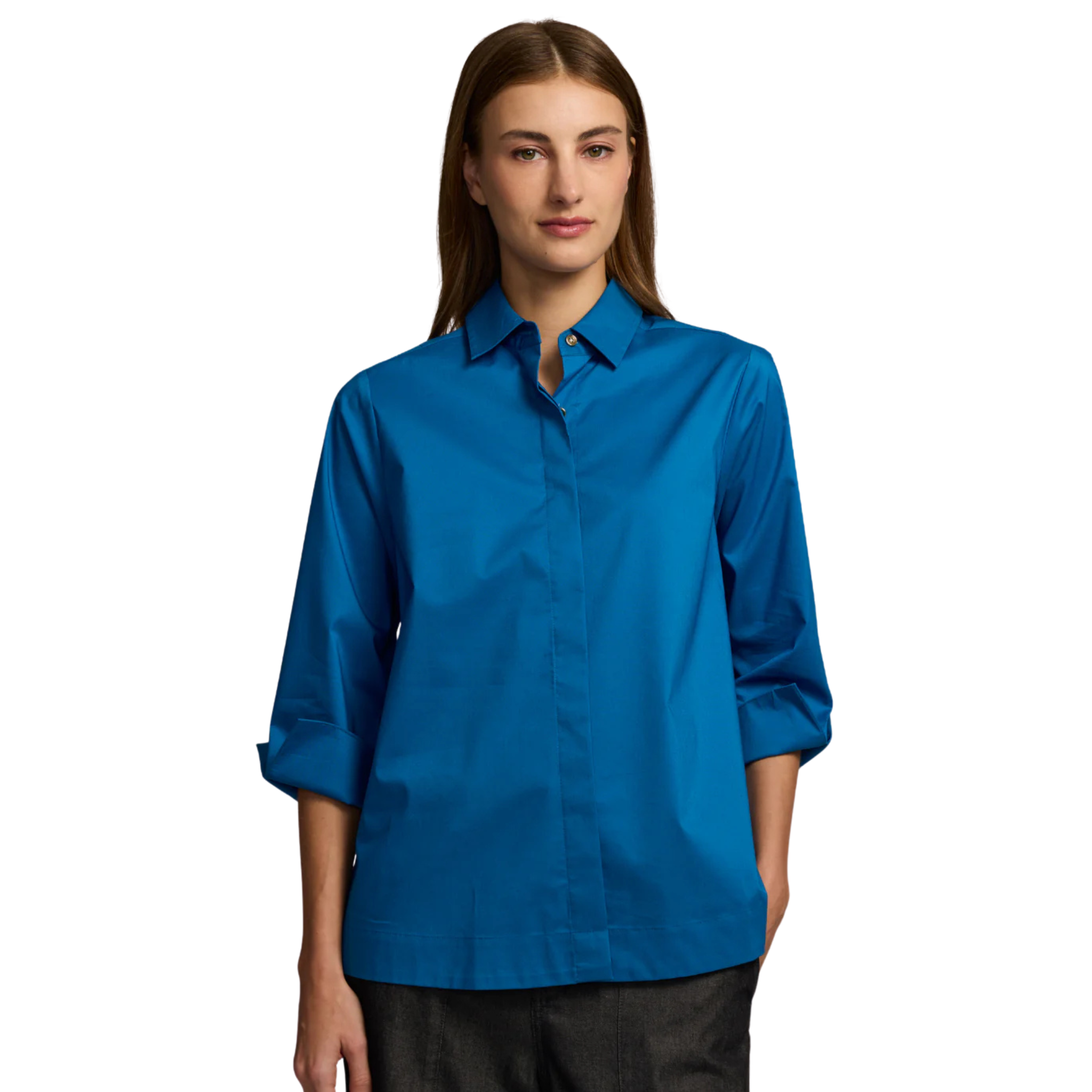 Xena Zip Back Shirt in Bright Sapphire - Fairley Fancy