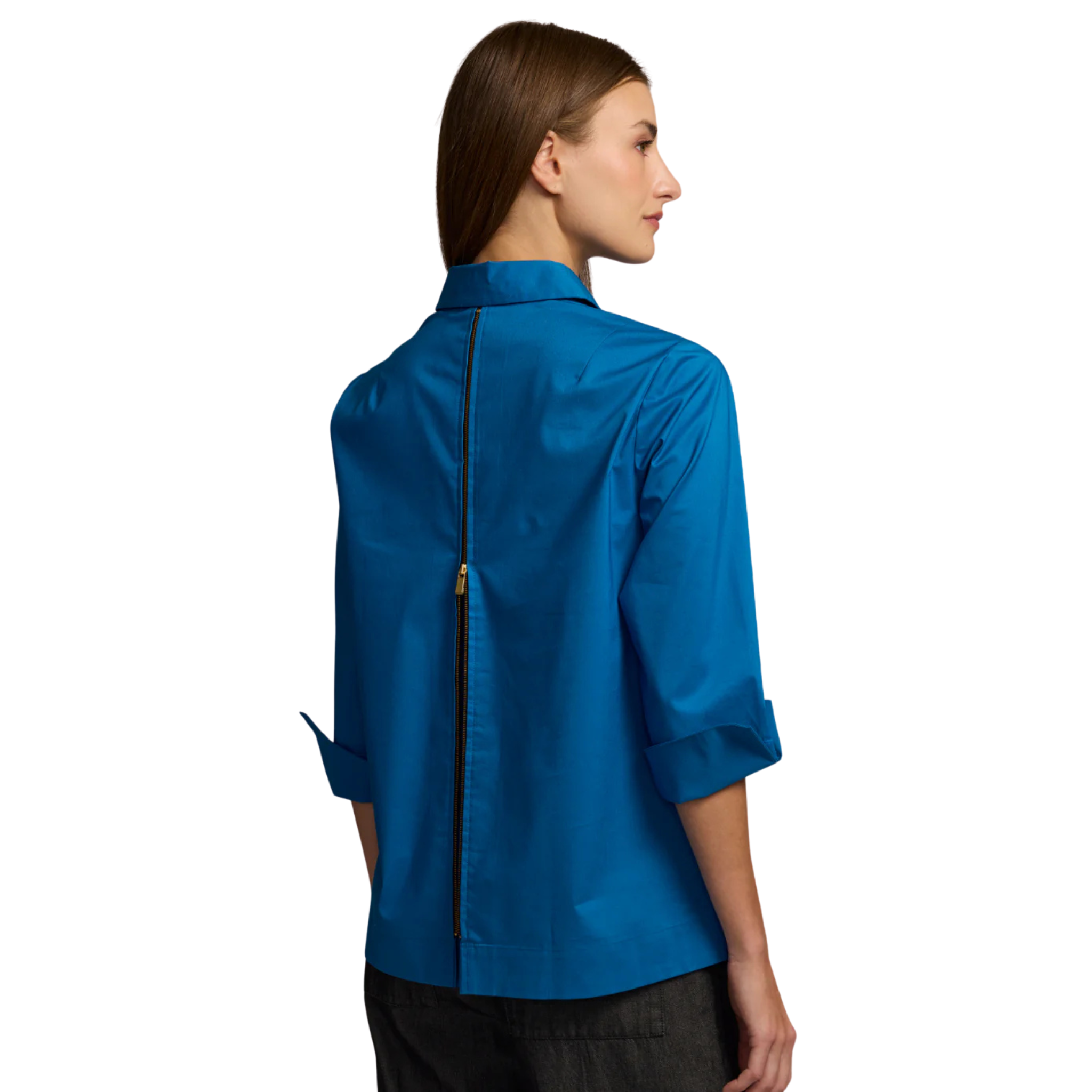 Xena Zip Back Shirt in Bright Sapphire - Fairley Fancy2