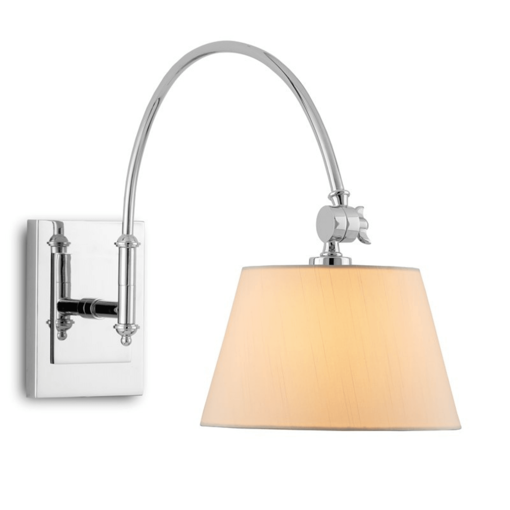 Ashby Nickel Swing-Arm Wall Sconce, White Shade - Fairley Fancy