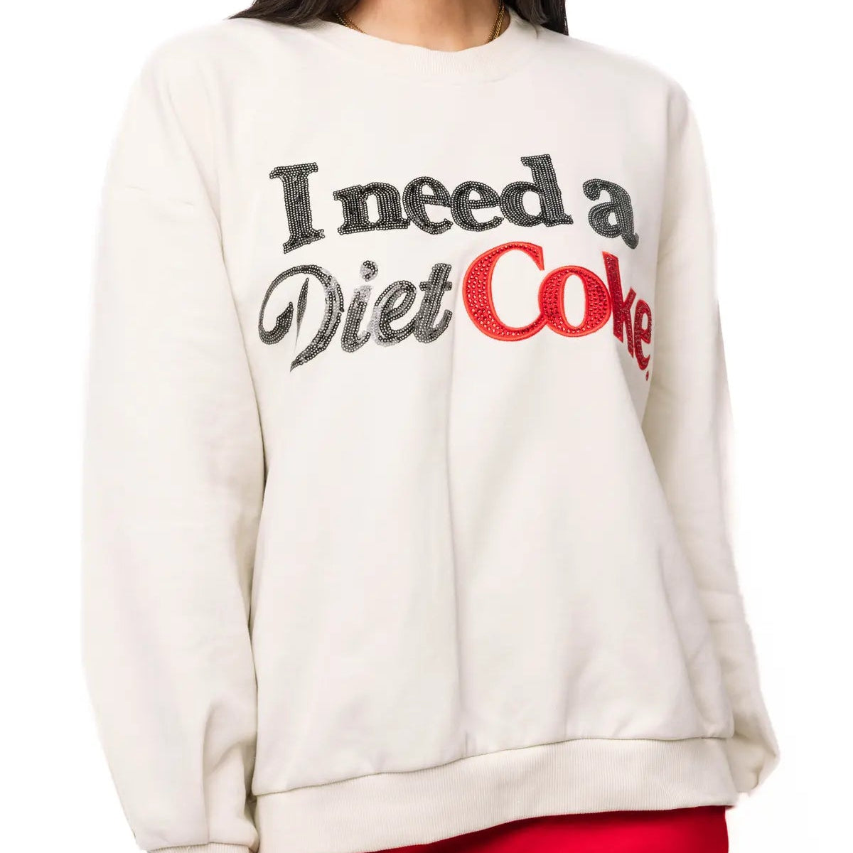 Licensed Beige 'I Need A Diet Coke' Sweatshirt