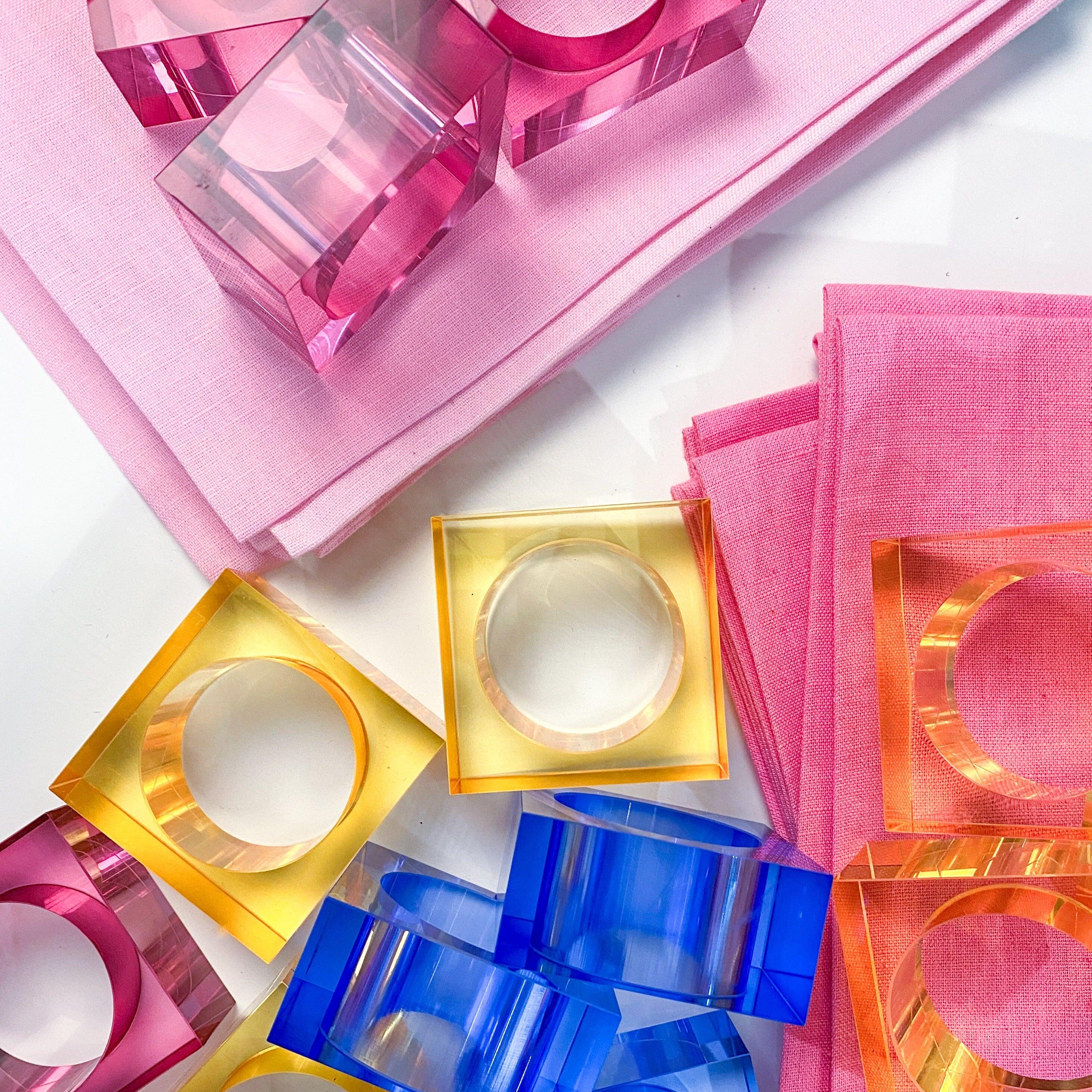 Lucite Square Napkin Rings, Set of 4 - Fairley Fancy