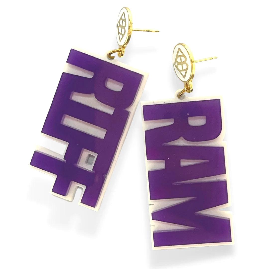 Purple and White RIFF RAM Earrings - Fairley Fancy