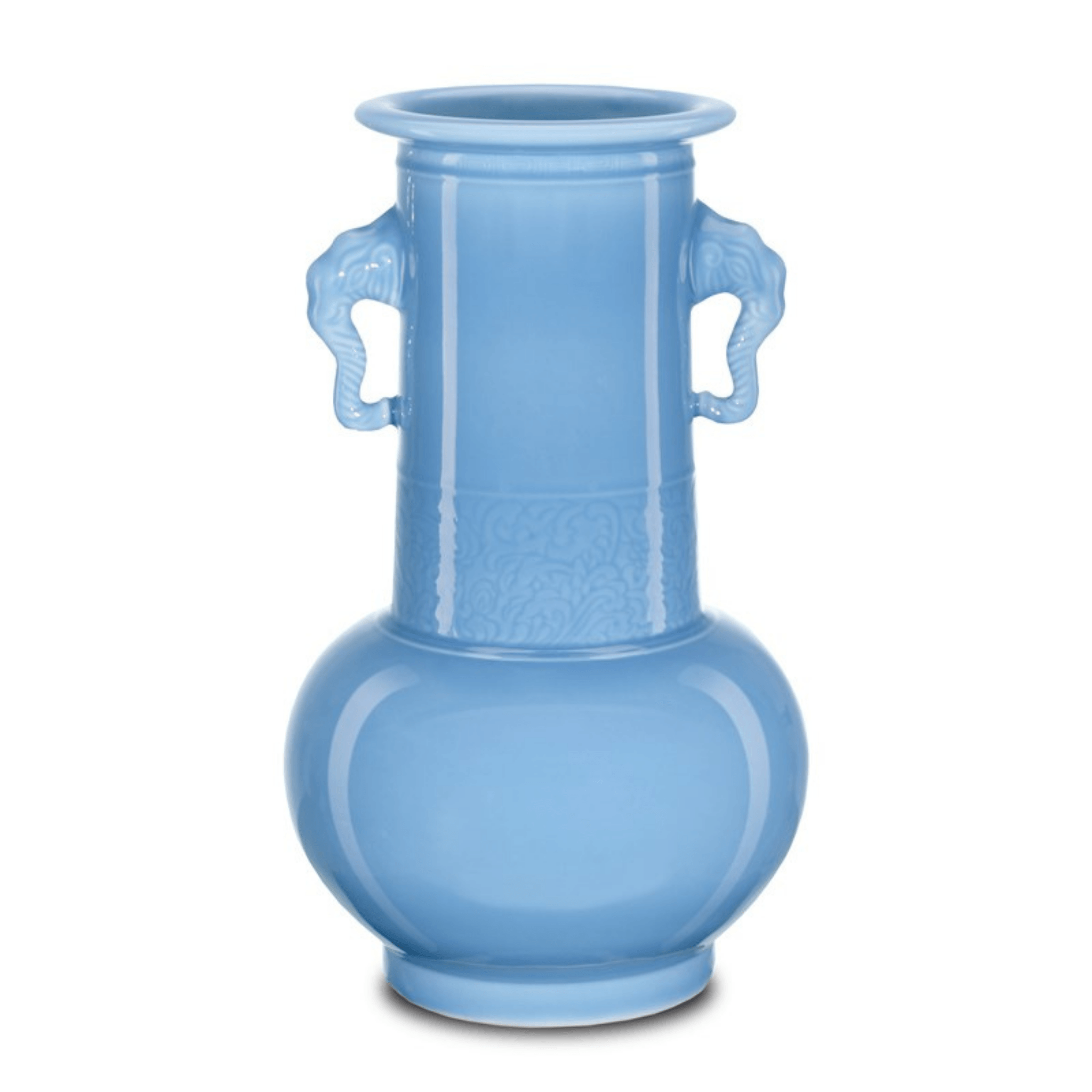 Sky Blue Elephant Handles Vase - Fairley Fancy