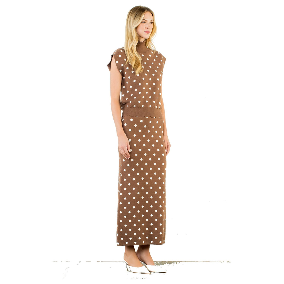 Sleeveless Polka Dot Knit Top - Fairley Fancy