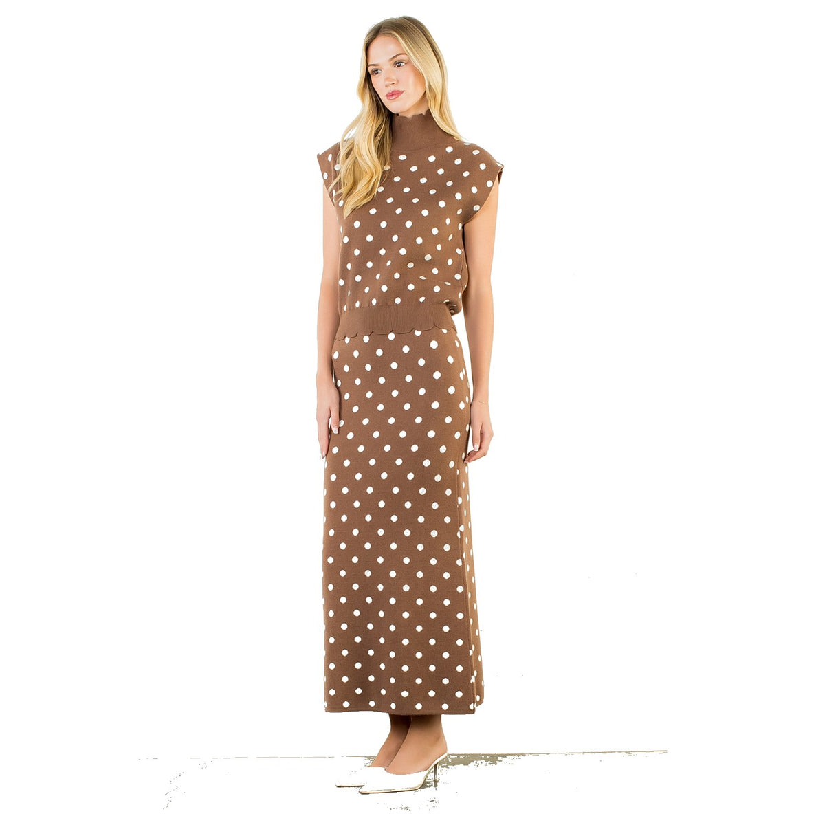 Sleeveless Polka Dot Knit Top - Fairley Fancy