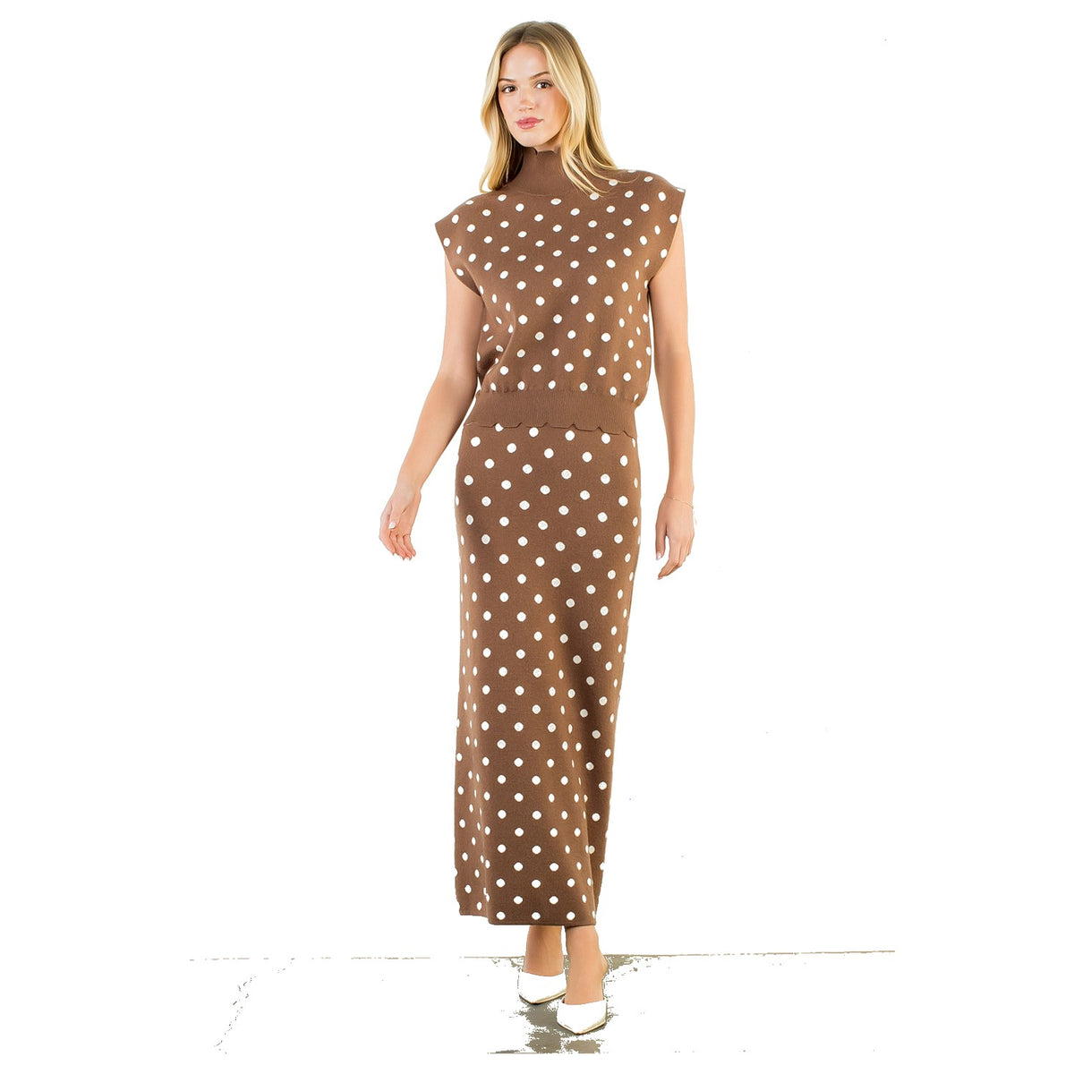 Sleeveless Polka Dot Knit Top - Fairley Fancy
