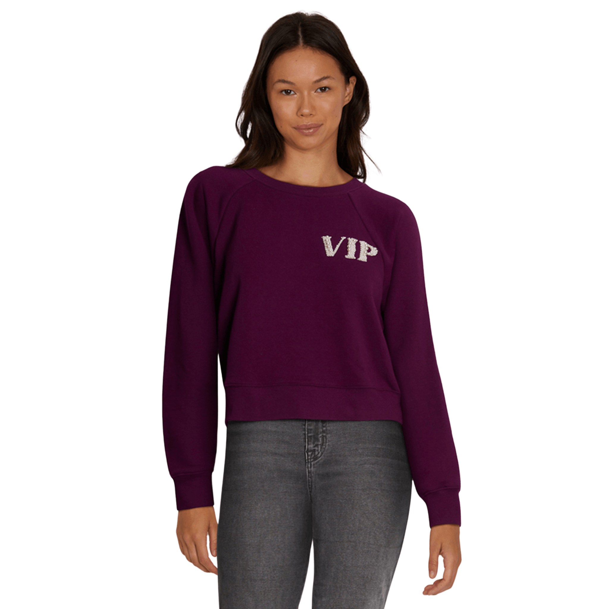 VIP Raglan Pullover in Dark Purple - Fairley Fancy