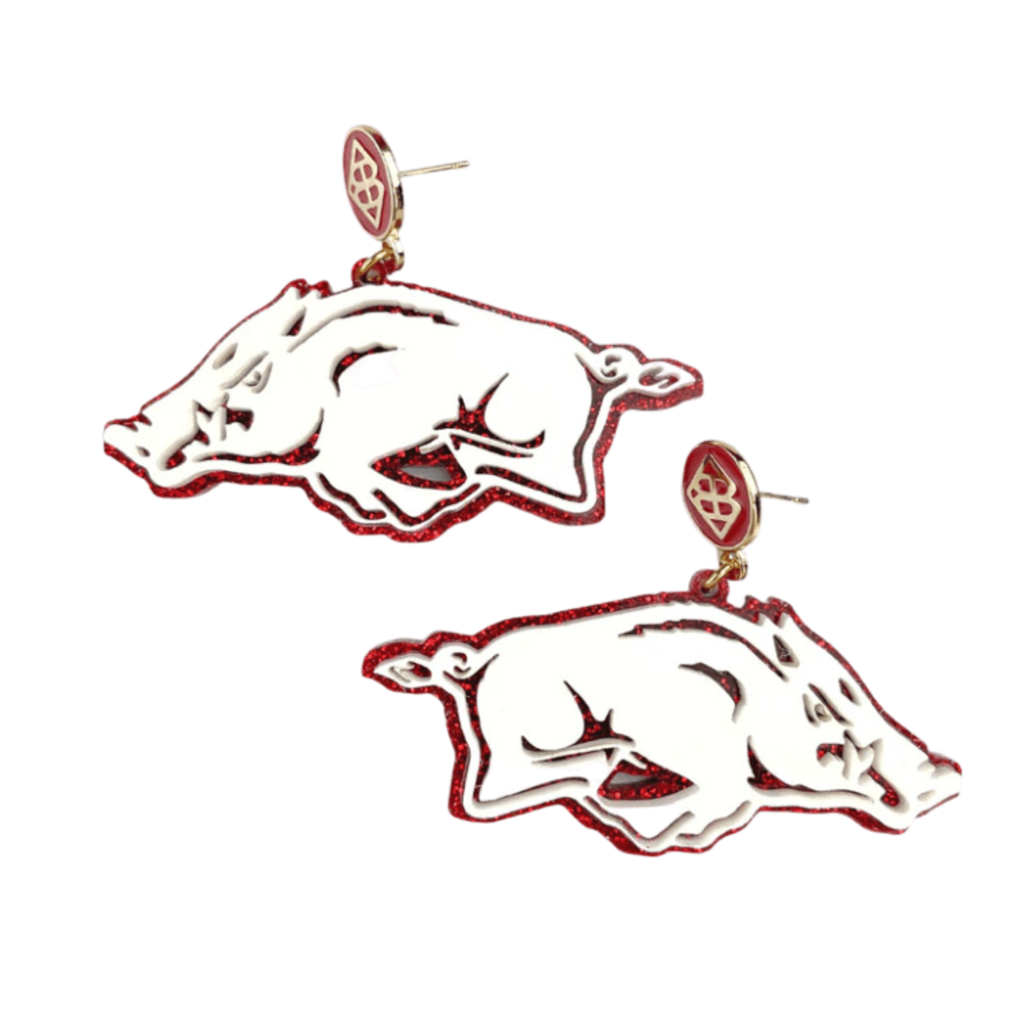 White Running Razorback Earrings - Fairley Fancy