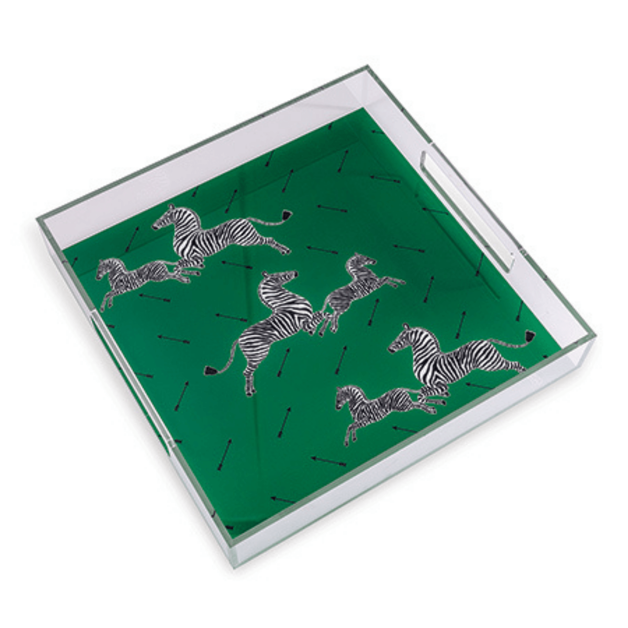 Zebra Green Lucite Tray - Fairley Fancy