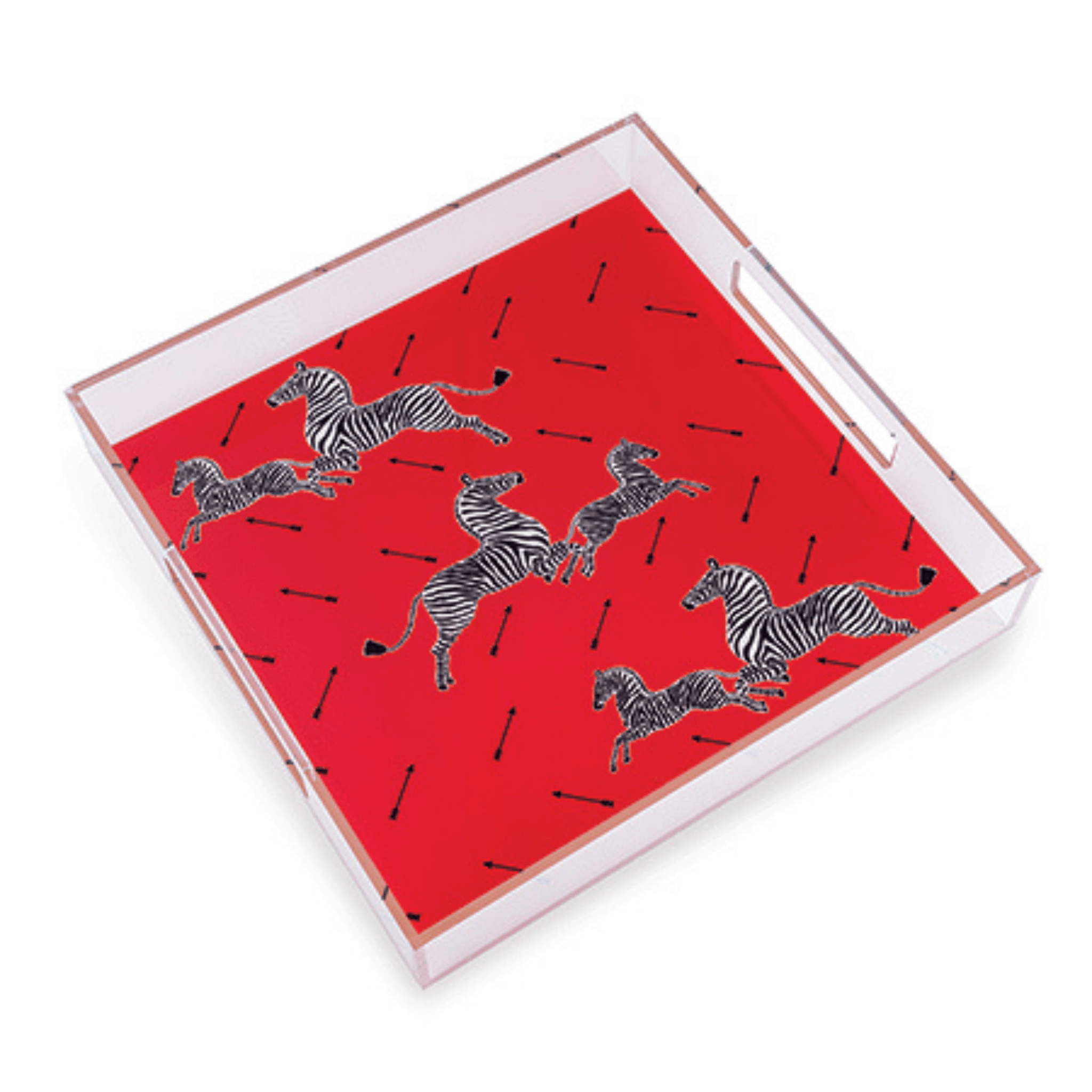 Zebra Red Lucite Tray - Fairley Fancy