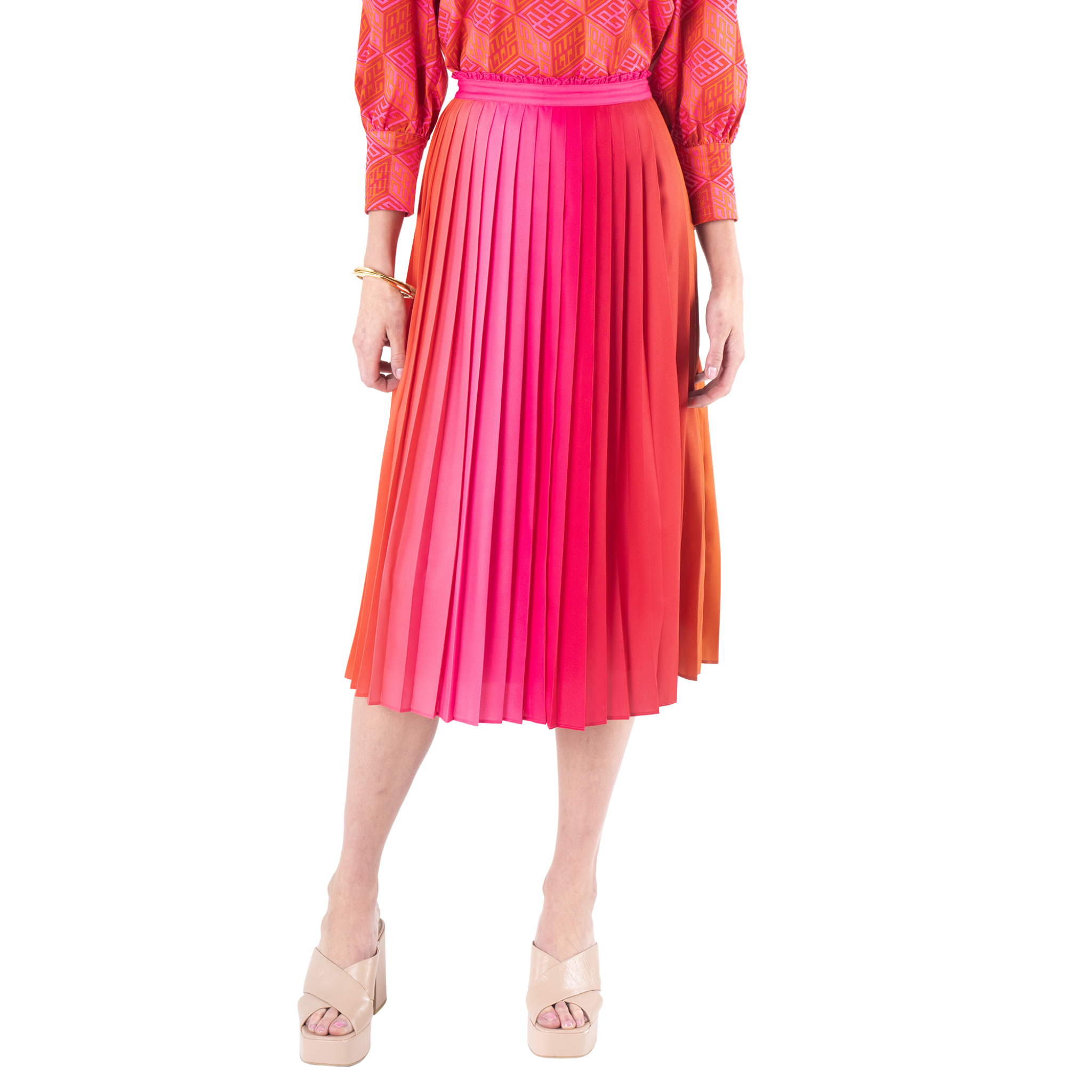 Pleated Midi in Golden Hour - Fairley Fancy