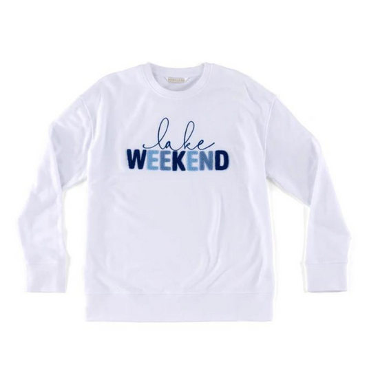 "Lake Weekend" Sweatshirt in White - FAIRLEY FANCY