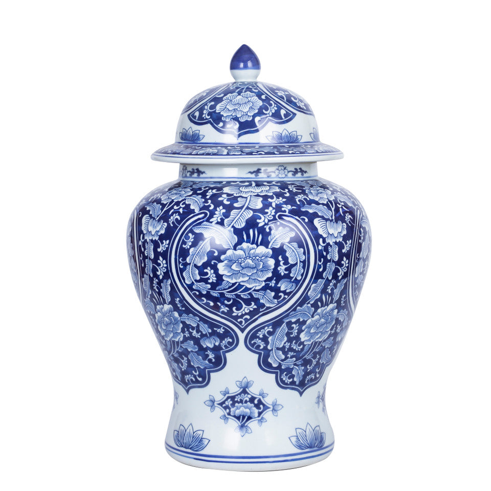 Blue Peony Temple Jar Large - Fairley Fancy