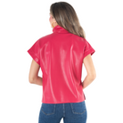 Poppy Pullover in Rose Red Faux Leather - Fairley Fancy