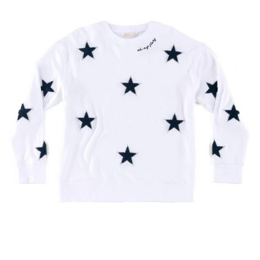 Stars Sweatshirt in White - FAIRLEY FANCY