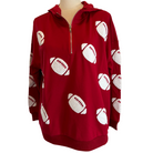 Football Sweater in Crimson & White - Fairley Fancy