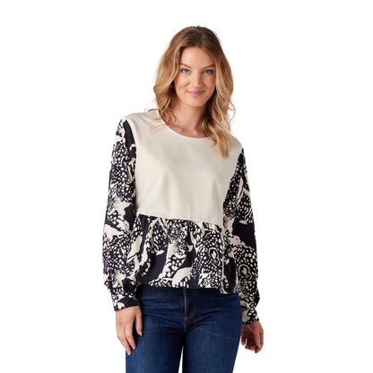 Asher Top in Black & White Leopard - Fairley Fancy