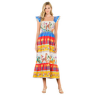 Smocked Flutter Sleeve Animal Print Maxi Dress - Fairley Fancy