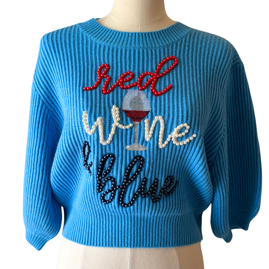 Red, Wine, & Blue Pearl Sweater - FAIRLEY FANCY