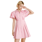 Pleated Utility Mini Dress in Pink - Fairley Fancy