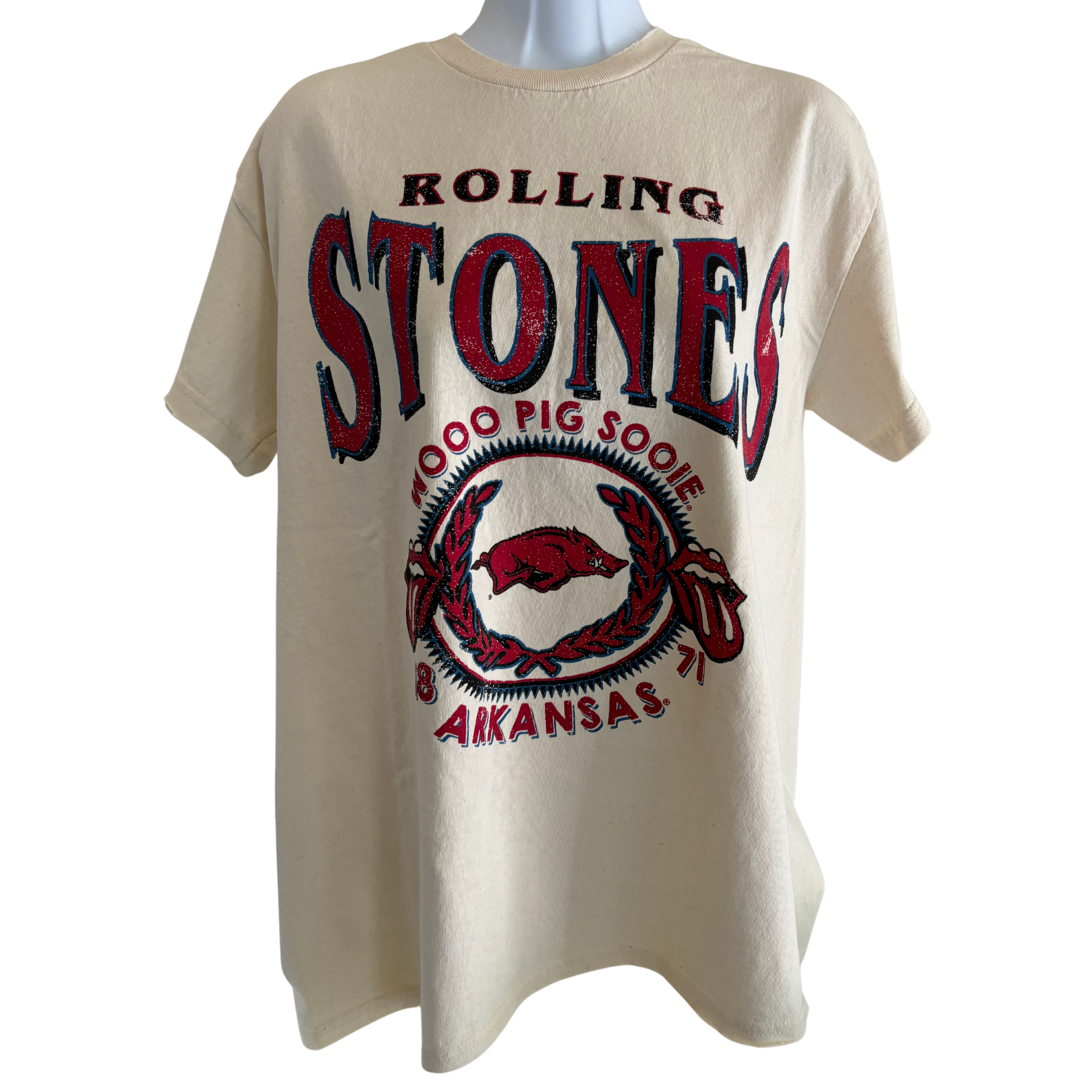 Rolling Stones Razorbacks College Thrifted Tee - Fairley fancy
