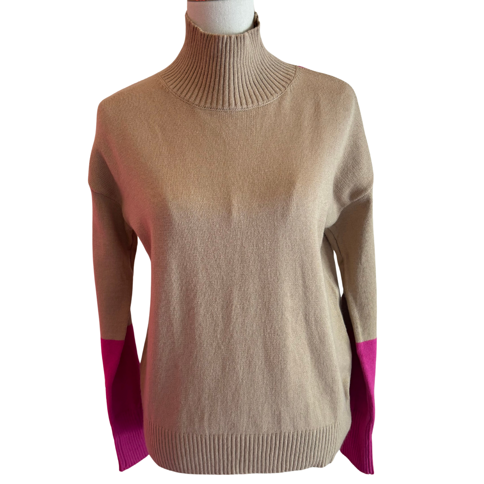 Color Block Mock Neck Sweater - Fairely Fancy