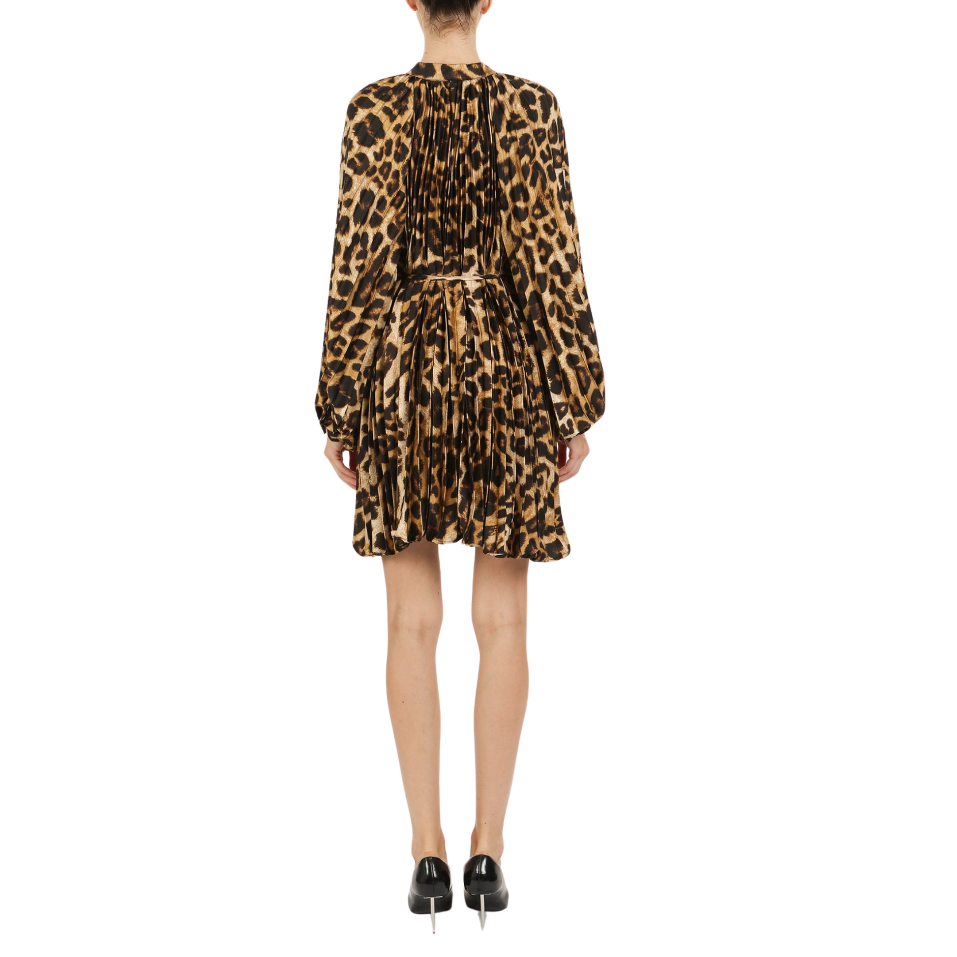 Leopard Print Pleat Belted Mini Dress - Fairley Fancy