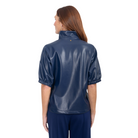 Poppy Top in Navy Vegan Leather - Fairley Fancy