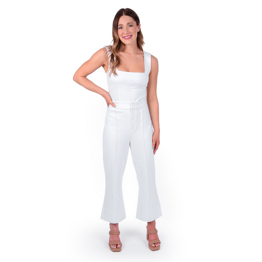 Saylor Pant in White Ponte - FAIRLEY FANCY