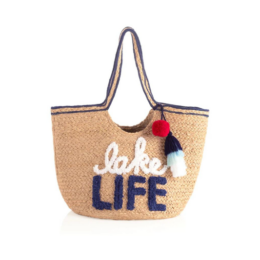 "Lake Life" Tote in Natural - FAIRLEY FANCY