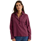 Flora Long Sleeve Classic Stripe Top in Flamingo/Black - Fairley Fancy