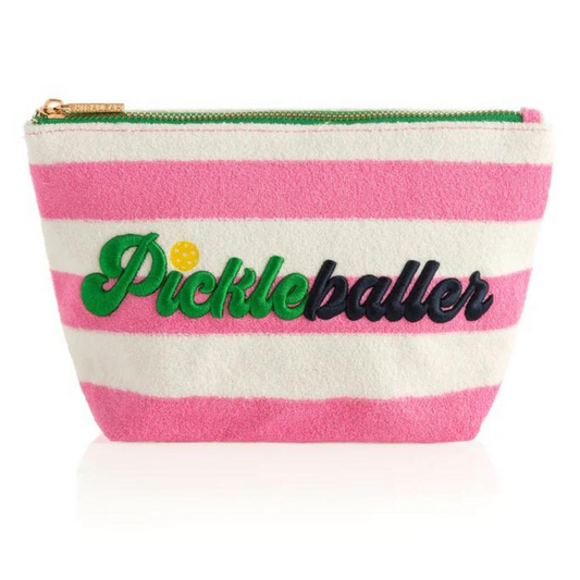 "Pickleballer" Zip Pouch in Pink - FAIRLEY FANCY