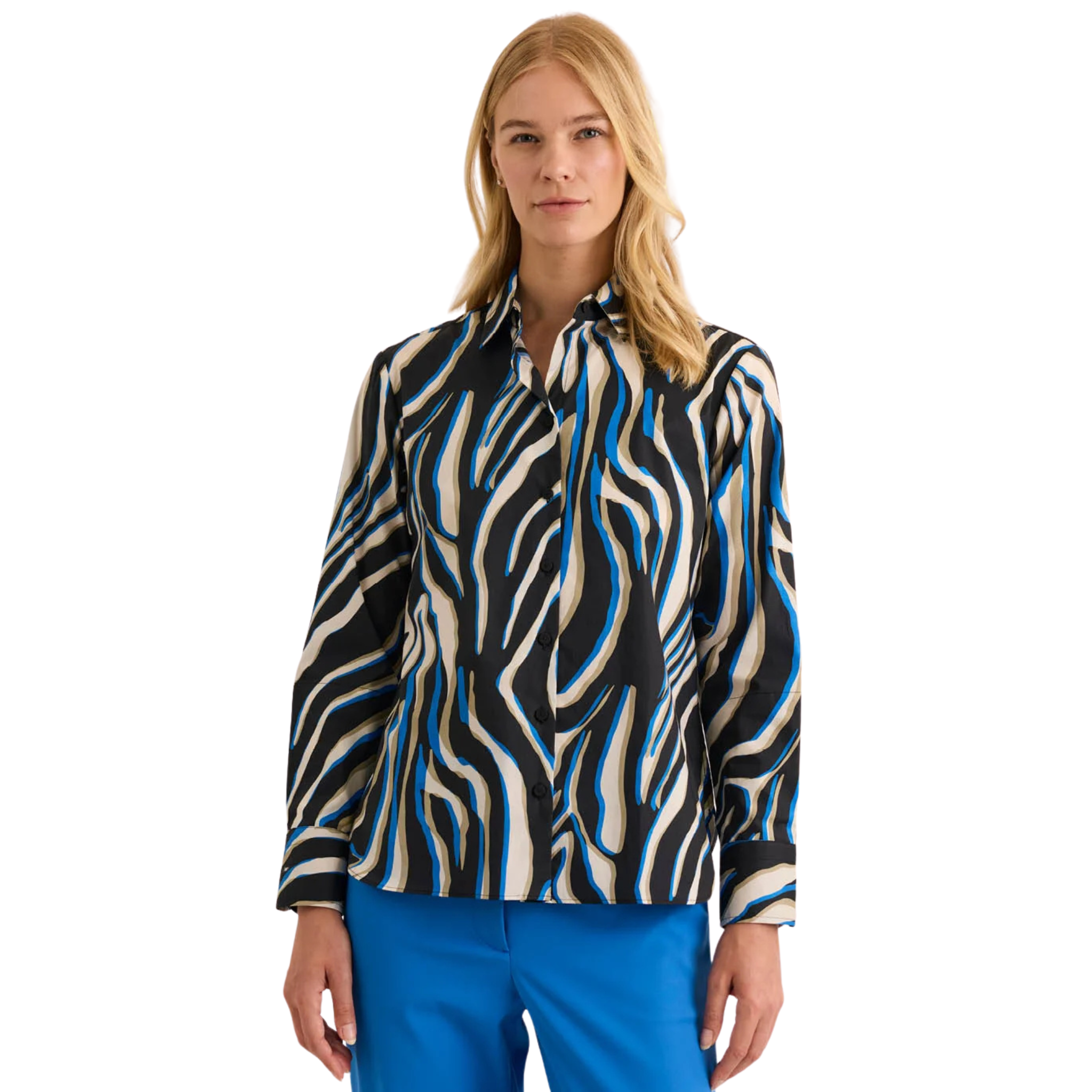 Margot Long Sleeve in Abstract Zebra Shirt - Fairley Fancy