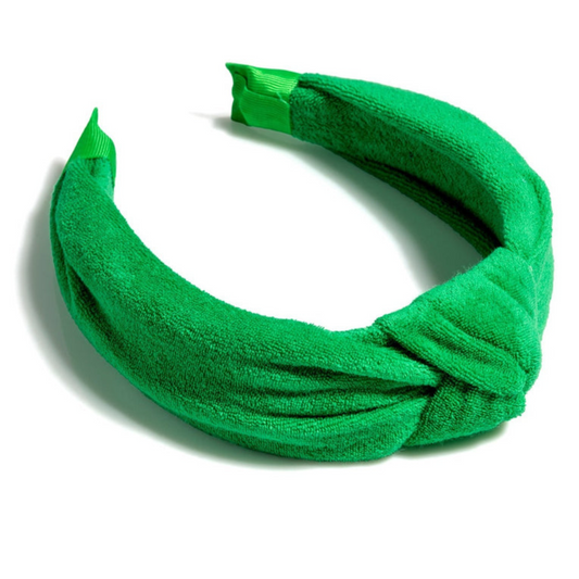 Terry Knotted Headband in Green - FAIRLEY FANCY